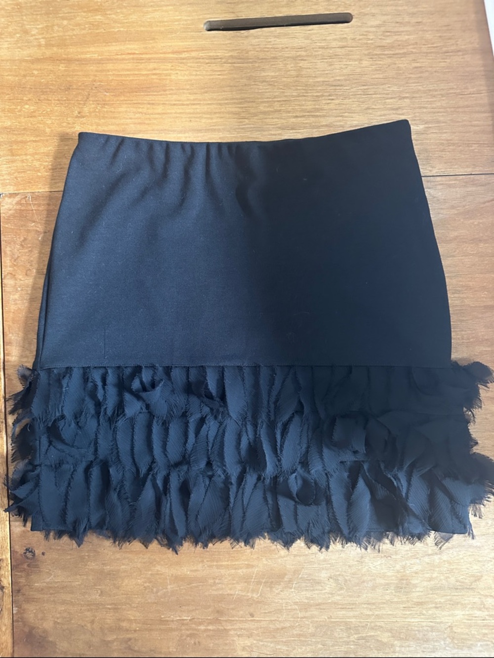 Ann Taylor Black Mini Skirt with Ruffled Hem